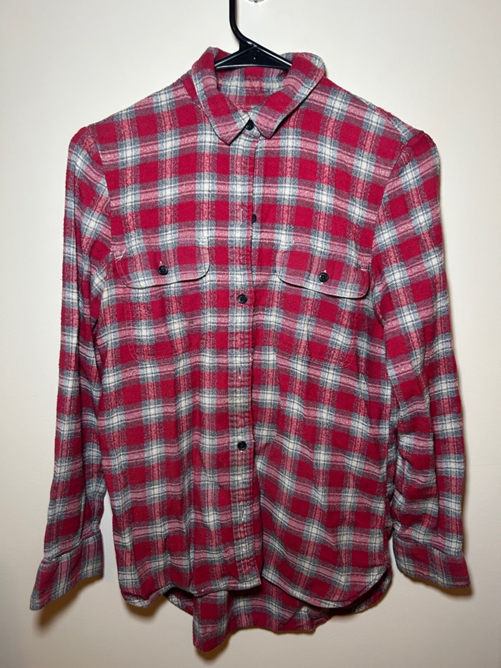 Madewell Women'sRed Ex-Boyfriend Flannel Shirt Fairfax Plaid small
